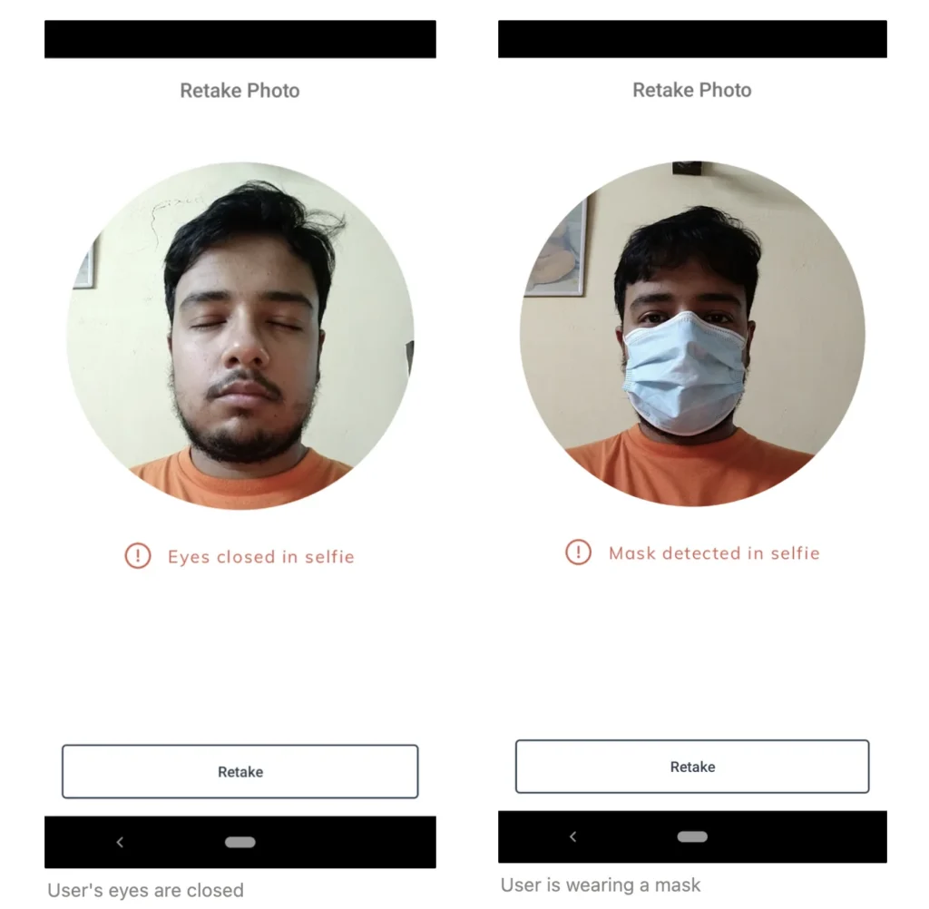 Liveness detection during selfie verification