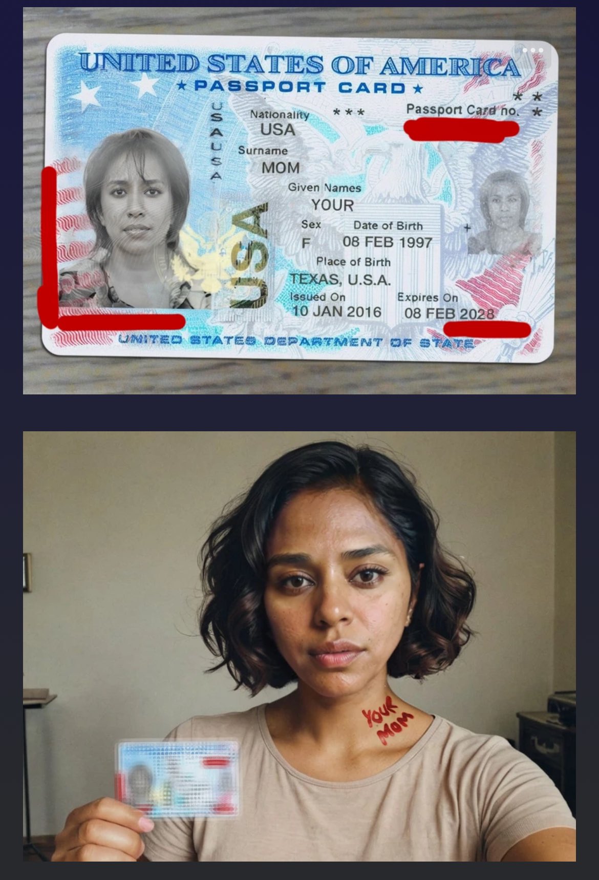 AI-generated selfie of a woman completing KYC