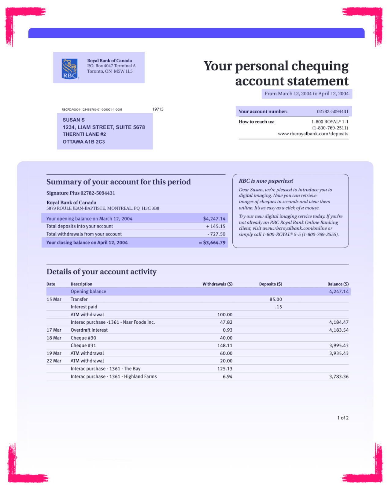 Bank statement OCR: data extraction