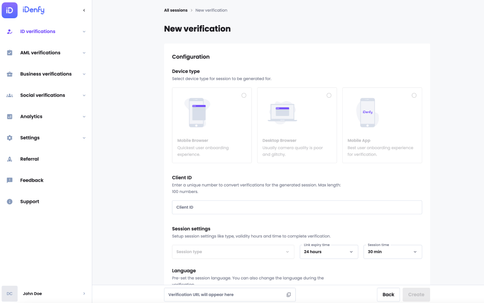 iDenfy’s ID Verification Tool