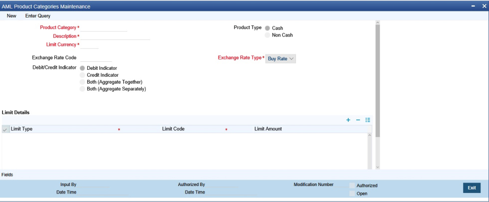 Oracle’s AML Product Category Feature