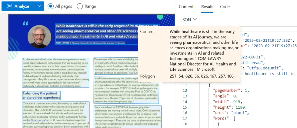 Microsoft Azure AI Vision API