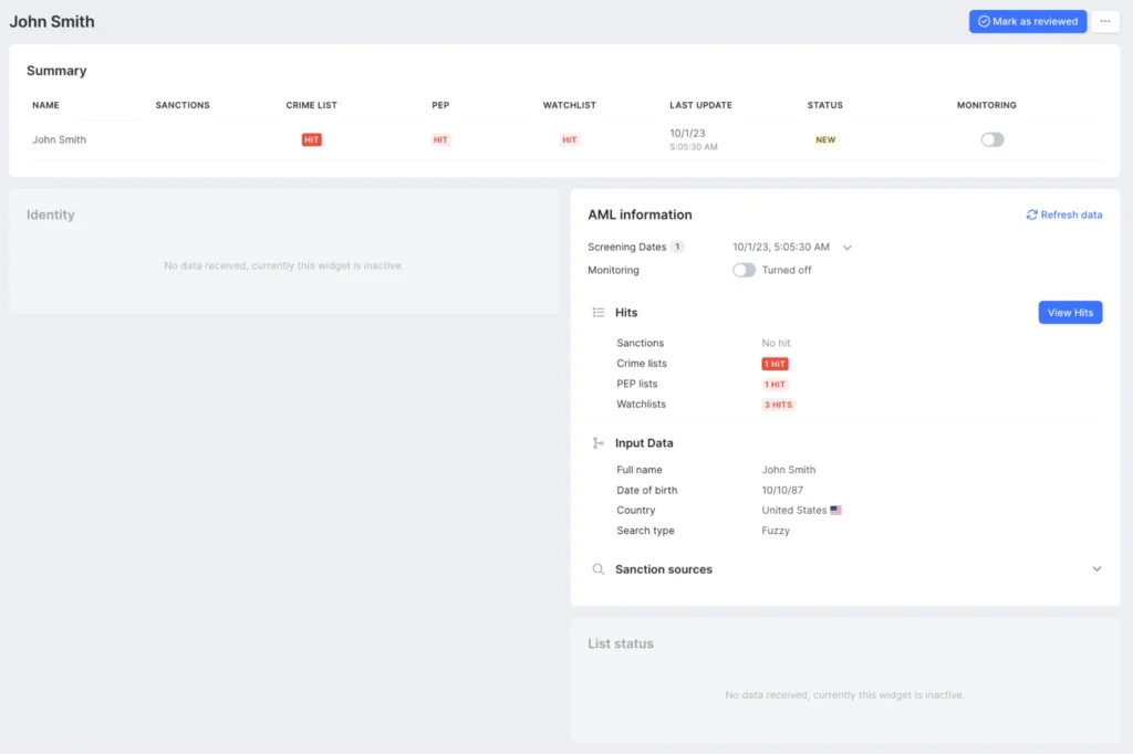 SEON AML Dashboard