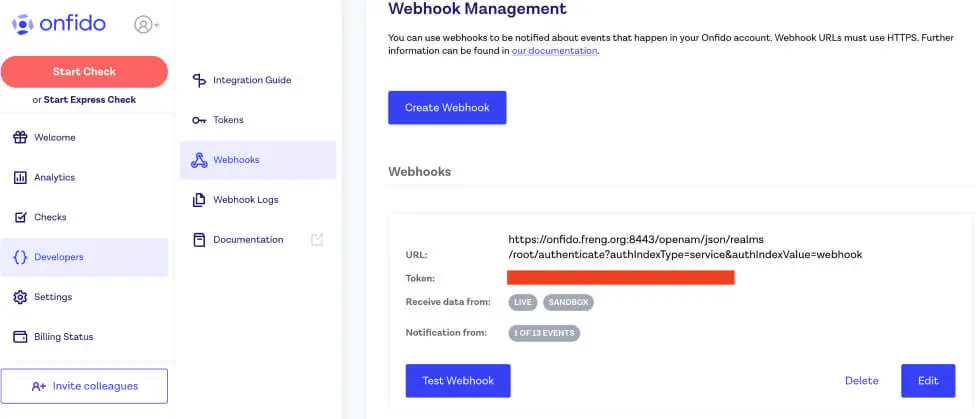 Onfido KYC dashboard