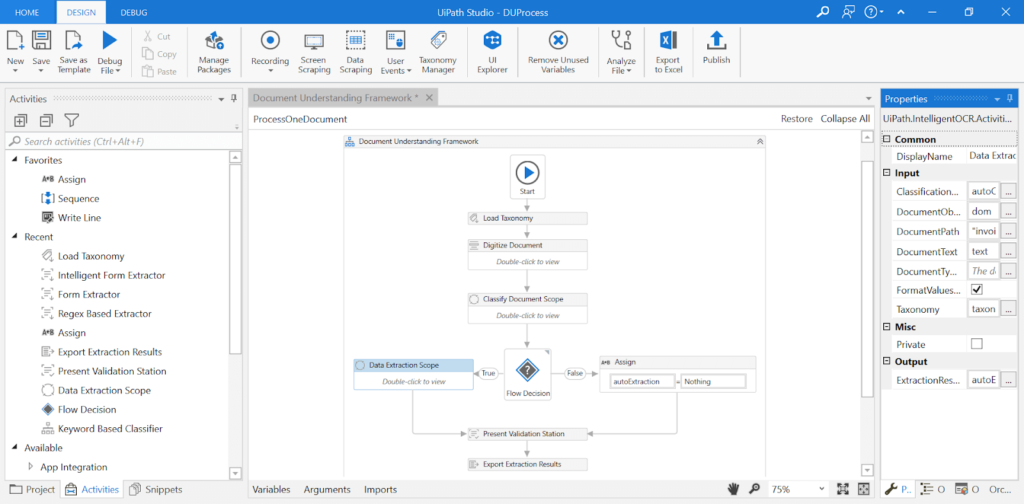 UiPath Studio dashboard for uploading new documents
